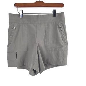 Athleta Pull On Shorts 6 Womens Gray High Rise Athletic Wear Zipper Pockets